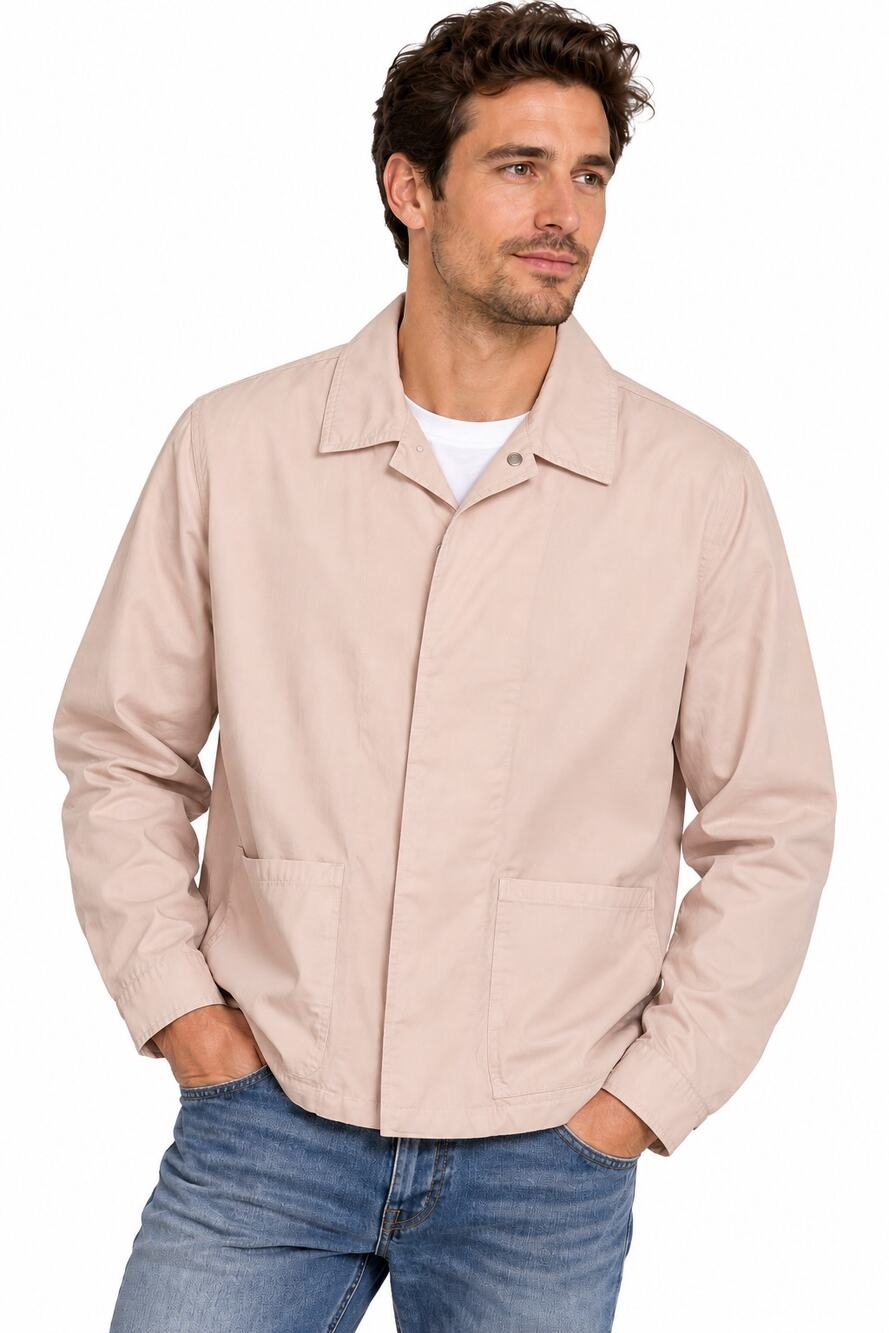 Topman Men’s Blush Beige Lightweight Coach Jacket Minimalist Utility Medium